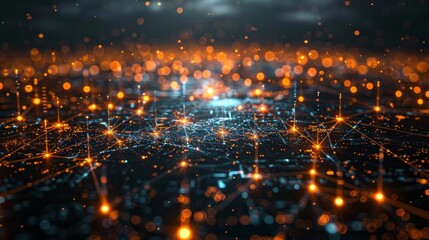 Aufkleber - Graphic of global technology with futuristic digital icons representing a global network or IoT
