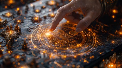 Fototapete - Libra coin technology, mobile phone, and golden cryptocurrency sign with digital elements
