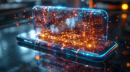 Aufkleber - Augmented reality technology concept, a mobile phone with a digital application of the future