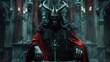 Insidious antichrist in Knightcore style, ominous and dark design, pristine backdrop