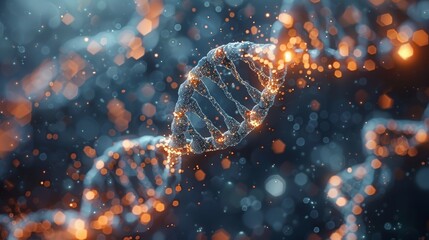 Leinwandbilder - Low polyDNA graphic with futuristic element