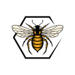 Honey Bee Hand Drawing Logo Design Vector Illustration