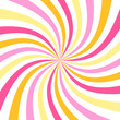 Starburst candy colors swirl. Sun rays background. Radial swirl abstract colorful lines