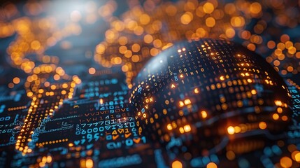 Aufkleber - A graphic of a globe combined with an electronic pattern symbolizes communication technology or a global network