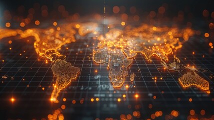 Aufkleber - Concept of communication technology or global network, futuristic graphic of dotted world map