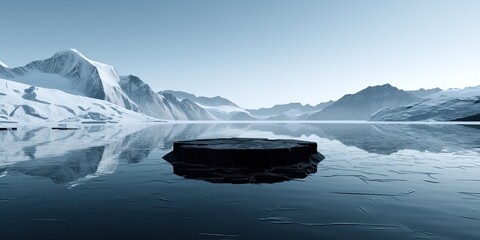 Wall Mural - Delicate snowflakes gently blanket the pristine expanse of polar sea ice, creating a mesmerizing scene of winter wonder.