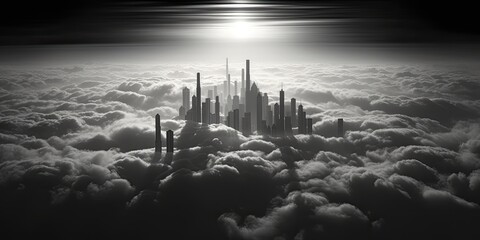 Wall Mural - The expansive sky frames the towering structures of the city, emphasizing their impressive height and grandeur.