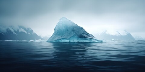 Wall Mural - In the vastness of Antarctica, towering icebergs emerge from the frigid sea, showcasing the raw beauty of polar landscapes.
