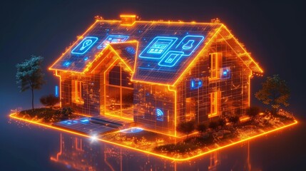 Aufkleber - An example of a smart home application using a mobile phone is shown in this graphic: