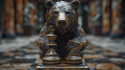 Wall Mural - Graphic of chess piece with stock market element representing bearish or business metaphor in the stock market