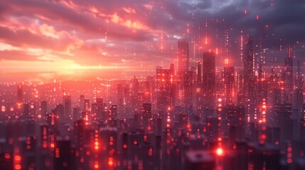 Poster - A concept of communication technology or high speed wifi, combined with a design of a futuristic city.