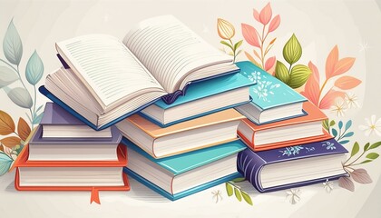 Hand-drawn vintage books. Sketch old school literature. Vector illustration