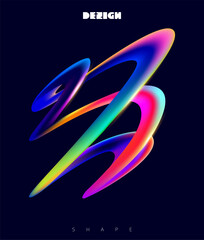 Wall Mural - colorful 3d liquid lines. spiral geometric shapes on dark background. vector design elements