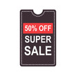 super sale 50% badge rectangle form best price best deal discount big offer cheap price set black background