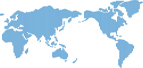 Vertical strip line world map.