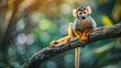 Cute monkey sitting on a tree branch with blurred background in high resolution and high quality. animals concept