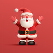 Santa Claus isolated on red background.