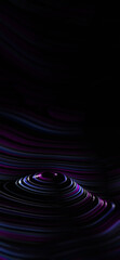 Wall Mural - 3D glowing line mountain, topographic map background concept, abstract illustration. Wave blue and violet backdrop