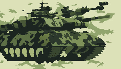 Wall Mural - military camouflage and tank 