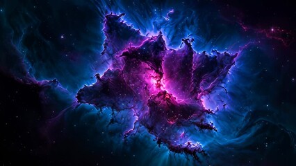 Wall Mural - Video animation of  mesmerizing cosmic display that resembles a blooming flower in space. It features a radiant central region emitting intense light,