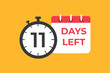 11 days to go countdown template. 11 day Countdown left days banner design. 11 Days left countdown timer
