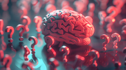 Poster - a brain consisting of question marks