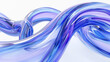 3d render of glassmorphic blue purplish tubes going through each other on white background
