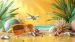Beach Bonanza: Colorful 3D Illustration of Tropical Vacation Fun