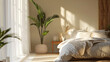 © Cyprien Fonseca - bedroom with daylight cosy interior background, clean cosy interior