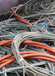 used cable and electrical skeins in the recycling plant for the collection of waste material