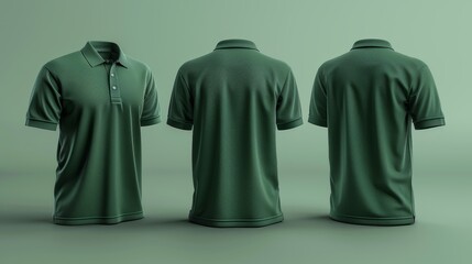 Dark Green Polo Shirt Mockup - Front and Back View Generative AI