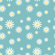 Daisy flower seamless on editable background illustration. Pretty floral pattern for print. Flat design vector. Spring and summer seamless. Flowers seamless design. Cute floral print.