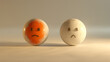 Two sad faces ball depression anxiety bad review colors vibrant mood choosing concept rating emotions negative