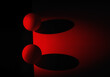 Spheres with shadows abstract art in monochrome red