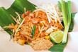 Plate of Delectable Pad Thai Noodle Served with Fresh Vegetables