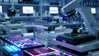 a biotech lab using biochips for rapid diagnostic testing, focusing on chip design and sample processing 32k,