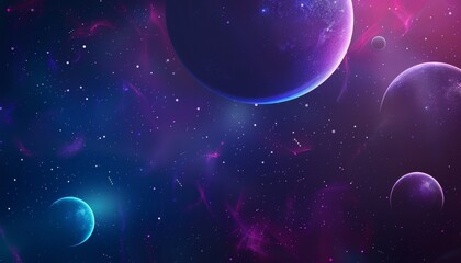 Wall Mural - a space background with a purple planet and a blue planet by ai generated image