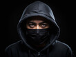 Asian Boy in Black Mask and Hoodie