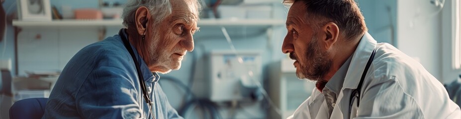 A heartwarming moment between a geriatric doctor and an elderly patient, conveying a sense of empathy, trust, and reassurance in a medical setting