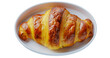 Croissant (France) Food placed in a container in the center of the picture. white background Image generated by AI
