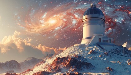 Wall Mural - a large white building with a dome on top is surrounded by a snowy mountain by ai generated image