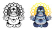 funny gorilla meditating, illustration design