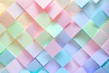 Wall Mural - A background of colorful pastel colored squares, with light and airy colors, cute and dreamy Generative AI