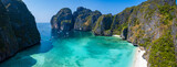 Fototapeta Na ścianę - Aerial view of Maya bay beach in koh Phi Phi Leh, Krabi, Thailand