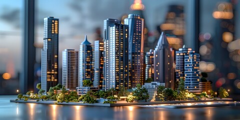 Wall Mural - Futuristic Skyline of a Thriving Metropolis An Aerial View of a Dynamic Business and Financial Hub