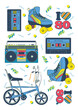 Set of 80s retro objects