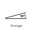 Inclination angle line vector icon with editable stroke