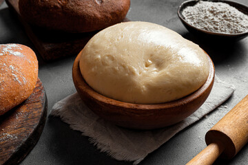 Poster - Bowl of fresh dough, baking or pastry concept