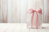 Fototapeta Góry - White Gift Bag With Pink Ribbon