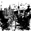 © designknowledge - 2D Las Vegas Illustration, 2D Drawing of Las Vegas Skyline on White Background